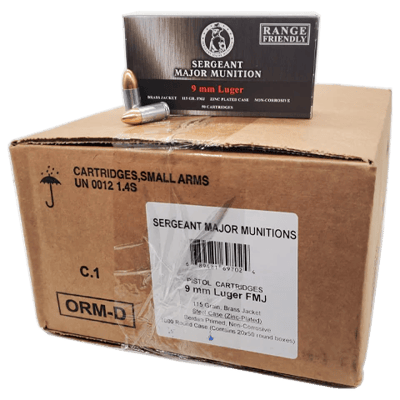 Tula Sergeant Major 9MM 115gr FMJ Steel Zinc Plated Brass Jacket -Range Friendly- Case of 1000 Rounds 