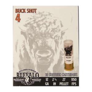 Buffalo Cartridge Ammo Buck Shot 12 Gauge 2-3/4'' 27 Pellet #4 Buck Shot 1150 fps 10 Rd.//Box 689481713991
