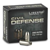 Liberty Ammunition Civil Defense .380 ACP 50 Grain HP Brass Case Centerfire Pistol Ammo 20 Rounds Box LA-CD-380-023