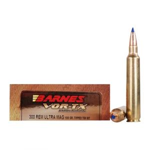 Barnes VOR-TX Ammunition 300 Remington Ultra Magnum 180 Grain TTSX Polymer Tipped Spitzer Boat Tail Lead-Free Box of 20