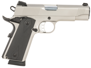 Tisas 10100123 1911 Carry 45 ACP 8+1 4.25 in Black Steel Barrel, Stainless Serrated Steel Slide, Satin Stainless Steel Frame w/Beavertail, Pistol