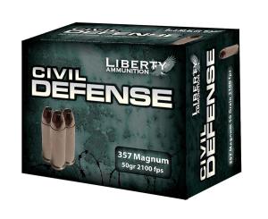 Liberty Ammunition Civil Defense .357 Magnum 50 Grain HP Brass Case Centerfire Pistol Ammo 20 Rounds Box LA-CD-357-030
