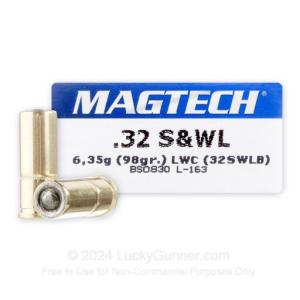 Magtech .32 S&W Long Ammunition 1000 Rounds LWC 98 Grains 32SWLB 754908161102