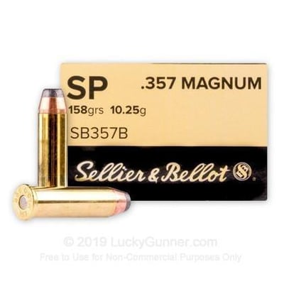 Sellier & Bellot .357 Magnum 158 Grain 1235 FPS Soft Point Handgun Ammo 754908500468
