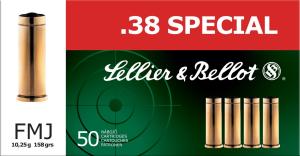 Sellier & Bellot Pistol & Revolver Ammo .38 Special 158 gr FMJ 50/Box SB38P