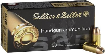 Sellier &amp Bellot 9mm 124 Grains JHP 50 Rounds