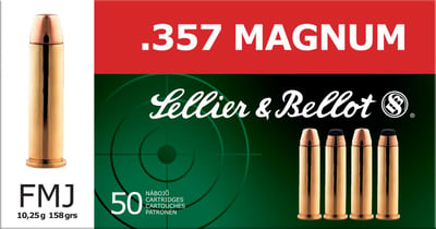 Sellier and Bellot Ammo 357 Mag Brass 158 Gr FMJ 50 Rd. 754908500895