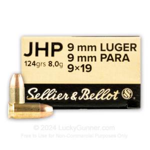 Sellier & Bellot 9mm Luger Ammunition 124 Grain Jacketed Hollow Point 1201 fps 1000 Rounds 754908505869