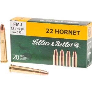 Sellier & Bellot 22 Hornet 45gr Fmj Ammo - 22 Hornet 45gr Full Metal Jacket 20/Box