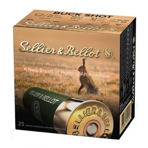 Sellier & Bellot Buckshot, 12 Gauge, 2 3/4" Shells, 00 Buckshot, 9 Pellet, 25 Rounds SB12BSG