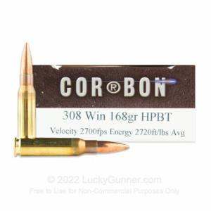CorBon Ammo CBA 308 Winchester 168 Gr HPBT Performance Match