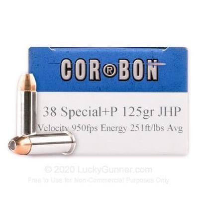 Cor-bon High-Velocity, .38 Special + P, JHP, 125 Grain, 20 Rounds 