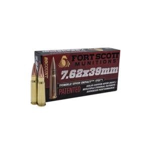 Fort Scott Munitions 7.62x39mm 117 grain Copper Solid Brass Centerfire Rifle Ammo 20 762X39-117-SCV 