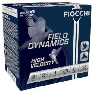 Fiocchi of America 20HV-8 2.75 in. & 1 oz High Velocity Shots for 25 Rounds - 20 Gauge Size 8 20HV8