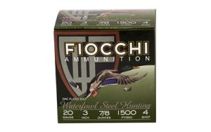 Fiocchi Speed Steel Ammunition 20 Gauge 3" 7/8 oz #4 Non-Toxic Steel Shot Box of 25 203ST4