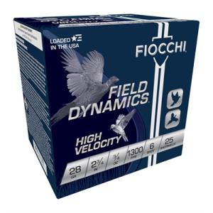 Fiocchi High-Velocity Shotshells - 28 Gauge - 6 - 25 Rounds - 2.75" 28HV6
