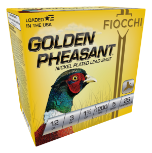 Fiocchi Golden Pheasant, 12 Gauge, 3" Shells, 1 3/4 oz., Nickel Plated, 25 Rounds 123GP5