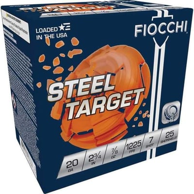 Fiocchi Steel Dove Low Recoil Shotshells 20 ga 2-3/4" 7/8oz 1225 fps #7 25/ct