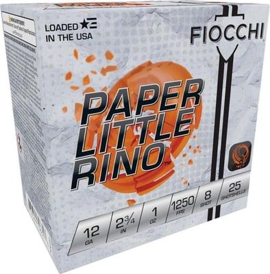 Fiocchi 12FPTX8 Target Shotshell Loads 12 ga 2.75' 1 oz 8 Shot 25Box/10Case