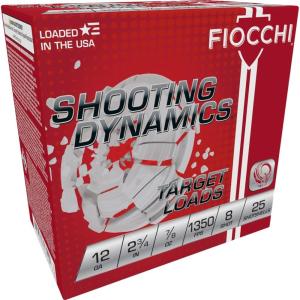 Fiocchi Shooting Dynamics Clay Target Shotshells - 12 Gauge - 8 - 25 Rounds - 1350 fps