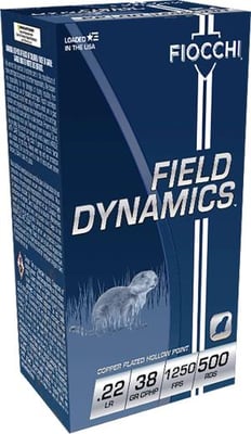 Fiocchi Shooting Dynamics Ammunition 22 Long Rifle 38 Grain Plated Lead Hollow Point Box of 500 (10 Boxes of 50)