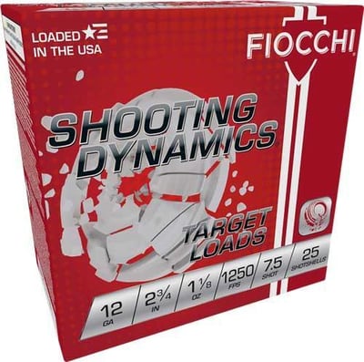 Fiocchi Shooting Dynamics Target 12ga 2.75'''' 1-1/8oz #8 25bx - Fiocchi Shooting Dynamics Target 12ga 2.75'''' 1-1/8oz #7.5 25b