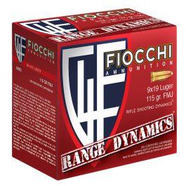 Fiocchi Range Dynamics 115 GR FMJ 9mm Luger Ammo, 100rd/Box