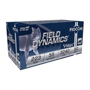 Fiocchi Field Dynamics Rifle Ammunition .223 Rem 55 gr VMAX 3240 fps 50/ct 762344712048