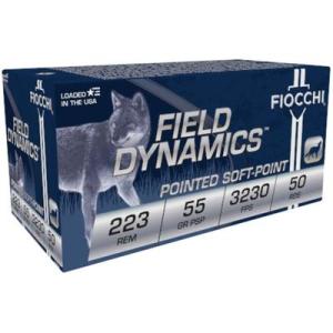Fiocchi Field Dynamics .223 Remington 55 Grain Pointed Soft Point Brass Cased Centerfire Pistol Ammunition 50 Rounds 223B50 762344712079