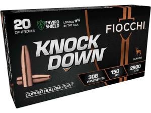 Fiocchi KnockDown .308 Win 150 gr LFCHP 20rds Rifle Ammo for Enhanced Accuracy - 308CHB 