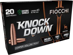 Fiocchi KnockDown .30-06 Springfield 150 gr LFCHP 20rds Rifle Ammo for Effective Game Hunting - 3006CHA