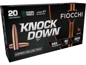 Fiocchi KnockDown .243 Winchester 80 gr LFCHP 20rds Rifle Ammo for Versatile Shooting - 243CHA