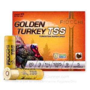 Fiocchi Golden Turkey TSS 20 Gauge 3" #9 1-3/8 oz 5rds Shotshell - Premium TSS for Turkey Hunting - 203TSS9
