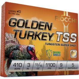 Fiocchi Golden Turkey TSS .410 Bore 3" #9 13/16 oz 5rds Shotshell - High-Energy TSS for Turkey and Small Game - 410TSS9