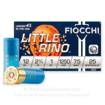 Fiocchi Exacta Clay Target Line Little Rino 2.75" 12 Gauge Ammo, 250 Rounds - 12TX75