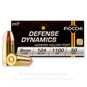 Fiocchi Ammo 9mm 124 Grain JHP 1000 Rounds 9APBHP