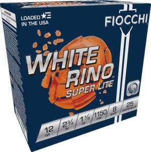 Fiocchi 12GA. 2.75" CASE LOTS 1150FPS. 1-1/8OZ. #8 WHT RNO