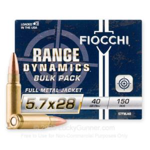 Fiocchi Range Dynamics 5.7x28mm FN Ammo 40 Grain 57FMJ40