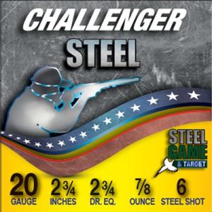 Steel Game & Target 20 Gauge Shotgun Ammo - 20 Gauge 2-3/4'''' 7/8oz #6 Steel Shot 250/Case