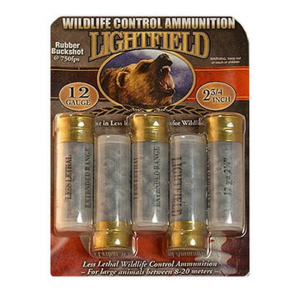 Lightfield Ammunition 12 Gauge Wildlife Control Less Lethal 2-3/4" Rubber Buckshot 21 Pellets 5 Rounds