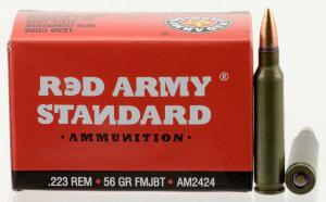 Red Army Standard AM2424 Red Army Standard 223 Rem 56 gr Full Metal Jacket Boat Tail (FMJBT) 20 Bx/ 50 Cs