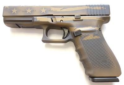 Glock 21 Gen 4 Battle Worn Burnt Bronze Distresed Flag