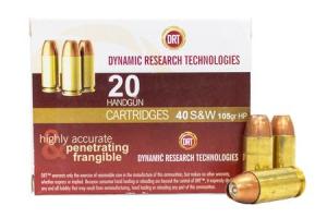 DRT Ammo 40 Smith & Wesson 105 Grain JHP Frangible 1386 fps 20 Rd./Box