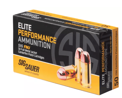 SIG Sauer Elite Performance, .380 ACP, FMJ, 100 Grain, 50 Rounds 798681516865