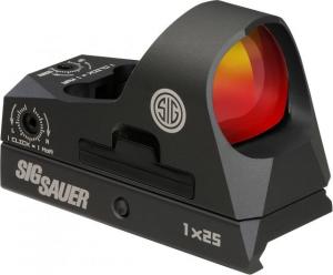 Sig Sauer Romeo3 Miniature 1x25mm Reflex Sight w/ Riser, 3 MOA Red Dot Reticle, Graphite SOR31002
