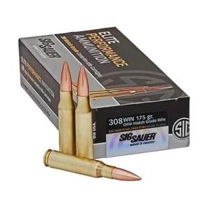 SIG Sauer Elite Match Grade .308 Winchester 175 grain Open Tip Match Brass Cased Centerfire Rifle Ammo 20 Rounds E308M2-20 E308M2-20