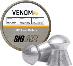 SIG Sauer Venom Pellets, .177 Cal, 7.87 Grains, Round Nose, 500ct 0.177
