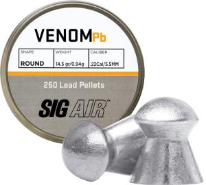 SIG Sauer Venom Pellets, .22 Cal, 14.5 Grains, Round Nose, 250ct
