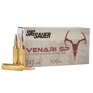 SIG Sauer Venari SP Rifle Ammunition .243 Win 100gr SP 2960 fps 20/ct