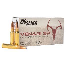 SIG Sauer Venari SP Rifle Ammunition .308 Win 150gr SP 2900 fps 20/ct 798681670024